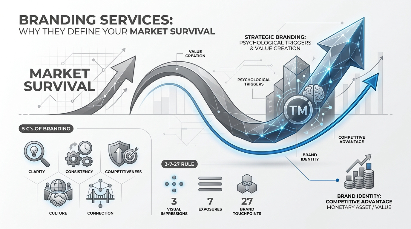 Infographic showing branding services impact on market survival
